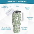thumbnail image 2 of Yayeee 40oz Stainless Steel Tumbler with Straw and Handle Double-Wall Insulated Travel Water Bottle, Green Floral Cat Pattern, 2 of 8