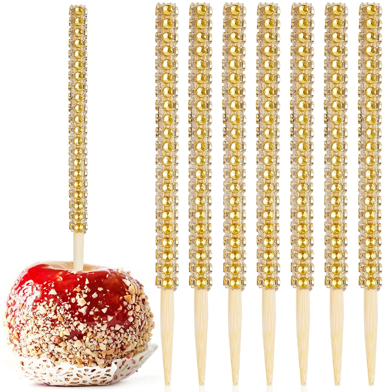 100 Gold Bling Candy Apple Sticks Gold Rhinestone Candy Apple Sticks 
