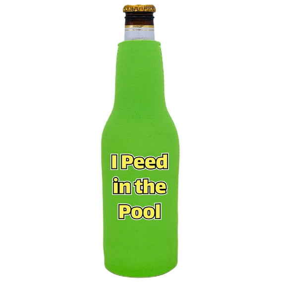 I Peed in the Pool Beer Bottle Coolie (Bright Green)
