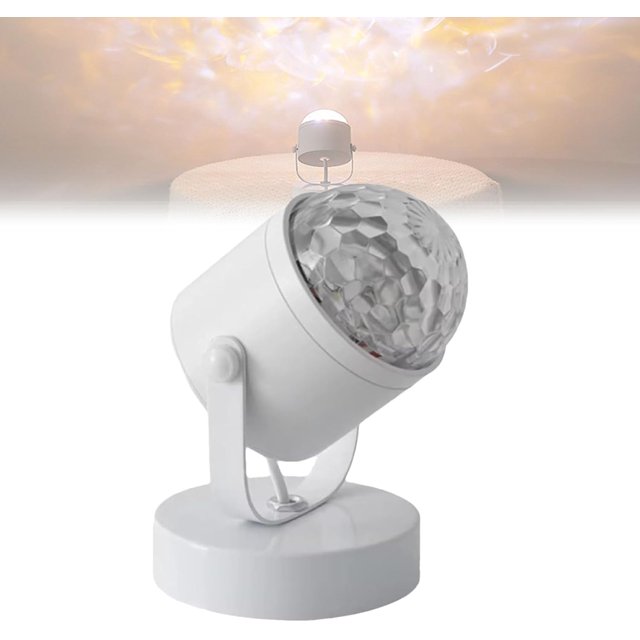 Velosphere Lamp 360° Rotating 3D Holographic Water Ripple Projector with 16 Color Night Light for Bedroom Bathroom Party (White)