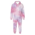 thumbnail image 3 of RTKFRFLM Kids Boys Girls 1-Piece Pajama Jumpsuit Flannel Fleece Tie Dye Zip Front Hooded Romper Sleepwear, 3 of 5