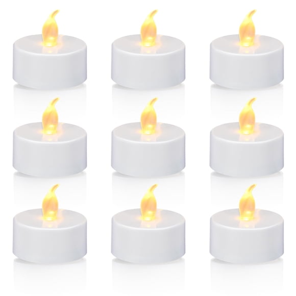 Velas de té KOABY Timer, sin llama, parpadeantes, amarillo cálido, paquete de 12 unidades