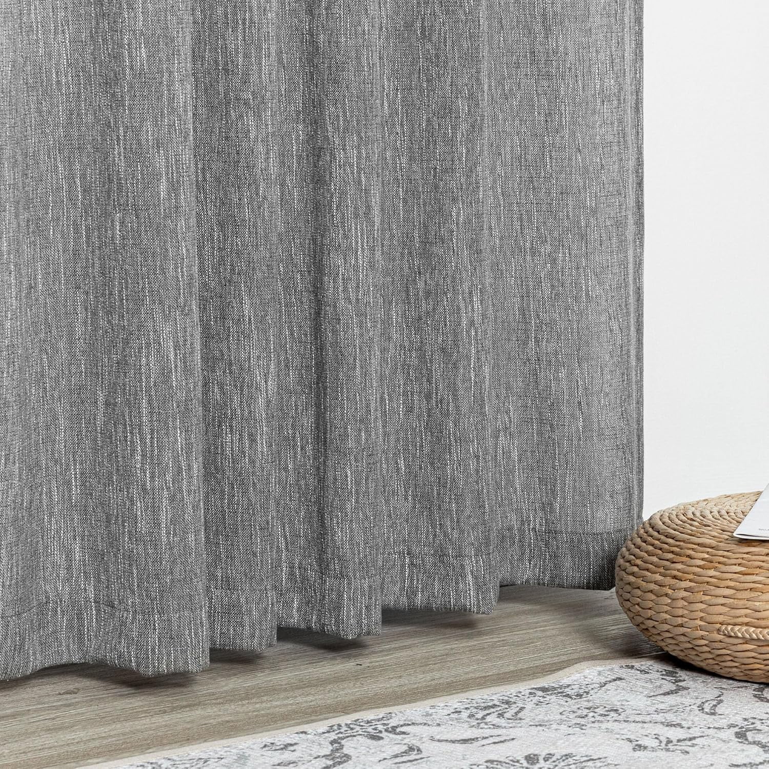 Wehilion Linen Curtains for Living Room, Natural Semi Sheer Curtains & Drapes 84 inches Length 2 Panels Set Farmhouse Country Boho Style Back Tab Draperies for Sliding Glass Door