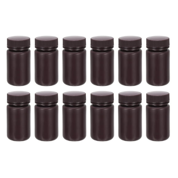 Unique Bargains 12Pcs 125ml Reagent Bottles, PP Wide Mouth Round Bottles with Screw Cap Brown