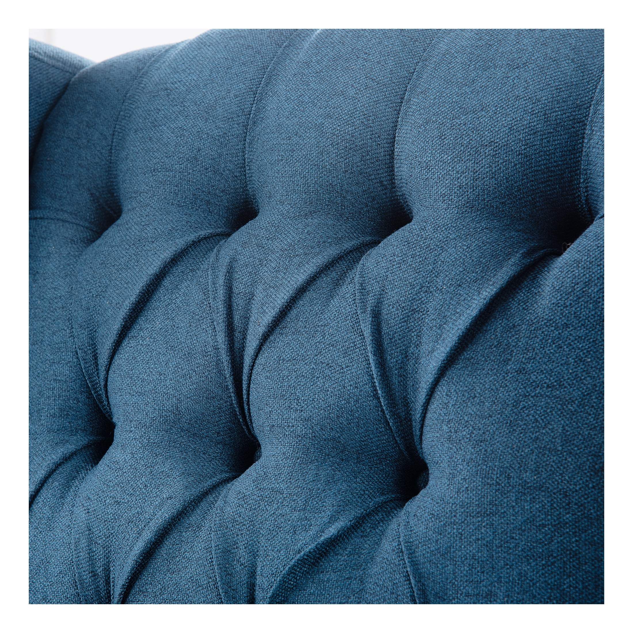 Josephine High-Back Fabric Upholstered Accent Chair with Button Tufting and Silver Trim, Solid Wood Leg, Blue