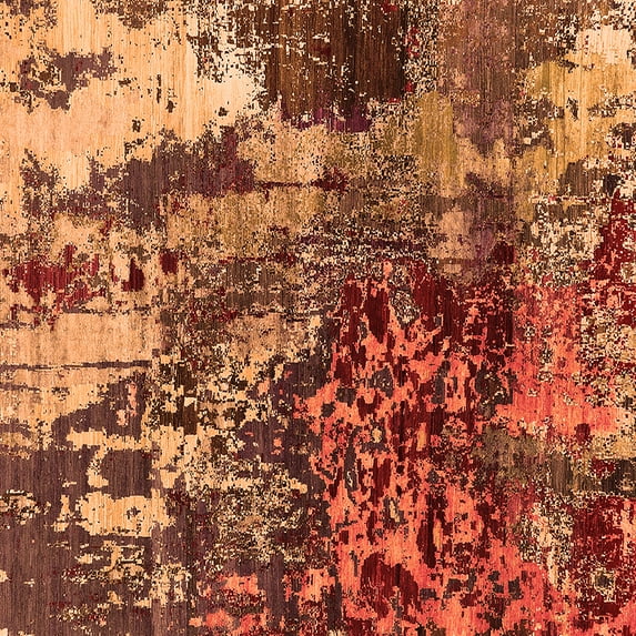 Ahgly Company Indoor Square Oriental Orange Industrial Area Rugs, 8' Square