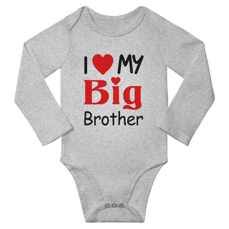 

I Love My Big Brother Cute Baby Long Sleeve Girl Boys Romper Print Jumpsuit (Gray 12-18M)