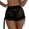 thumbnail image 4 of Women Sheer Mesh Cover Up Shorts Beach Cover Up Beach Solid Sheer Mesh Cover Up Short Bottoms Womens Long Board Shorts plus Size Swim Suits Womens Swimsuit Shorts And Top Swimsuits for with, 4 of 7