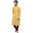 thumbnail image 3 of Atasi Men's Yellow Kurta Pyjama Set Long Cotton Tunic Shirt Ethnic Wear-XXX-Large, 3 of 6