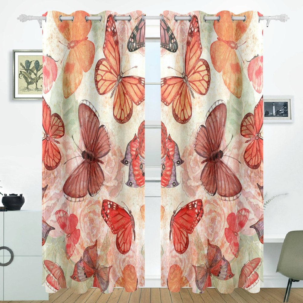 POPCreation Beautiful Flying Butterflies Window Curtain Blackout
