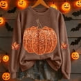 thumbnail image 4 of Gunia Plus Size Pumpkin Womens Halloween Sweatshirt Sweatshirt Round Neck Long Sleeve Sweatshirts Casual Fall Fashion Pullover Tops Sweater Trendy Clothes Coffee S-3Xl, 4 of 4