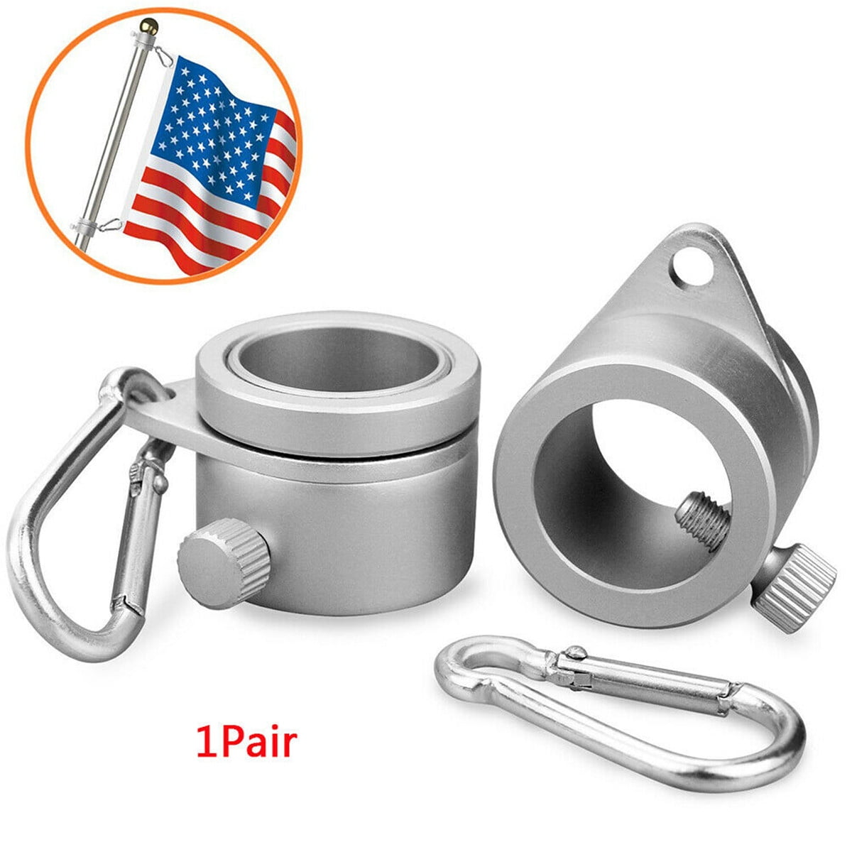 2x Alloy Metal Flag Pole Flagpole Rotating Rings Clip Anti Wrap Grommet Mounting 