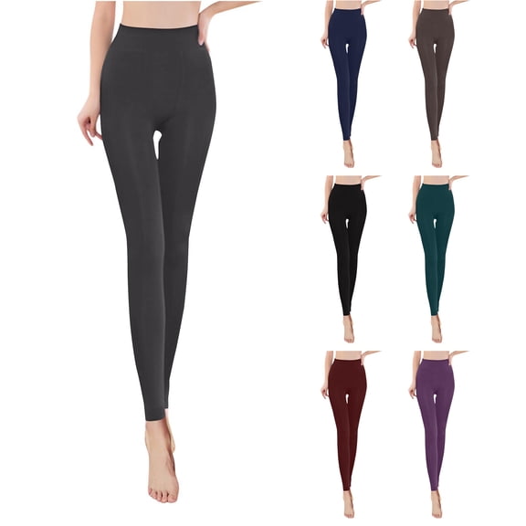 Cyglowse Fleece Lined Leggings Women Fall Winter Thermal Warm Elastic High Waisted Tummy Control Workout Yoga Pants Purple S