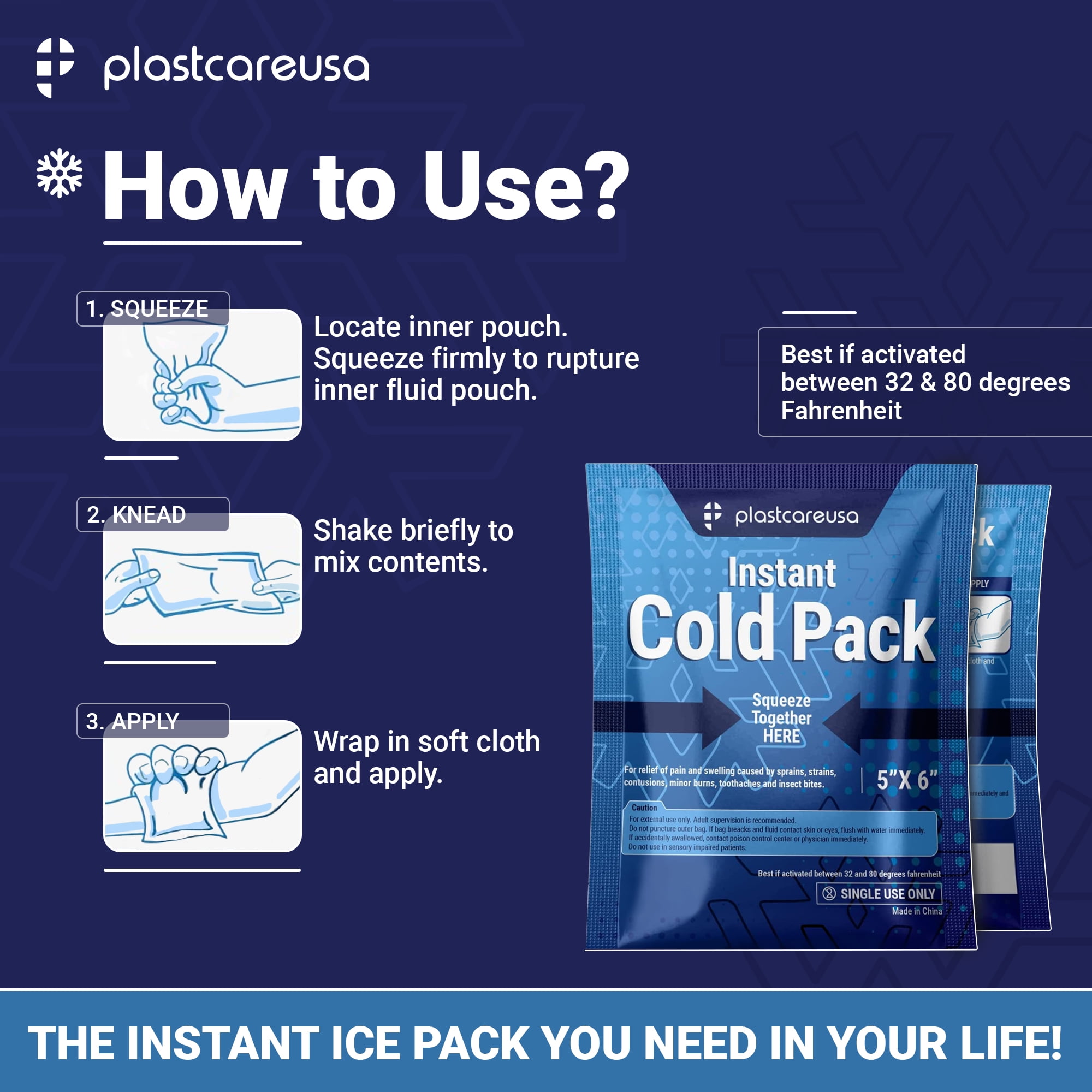 25 Pack 6" X 9" Disposable Ice Packs for Injuries, Swelling, Muscle & Joint Aches for Pain Relief