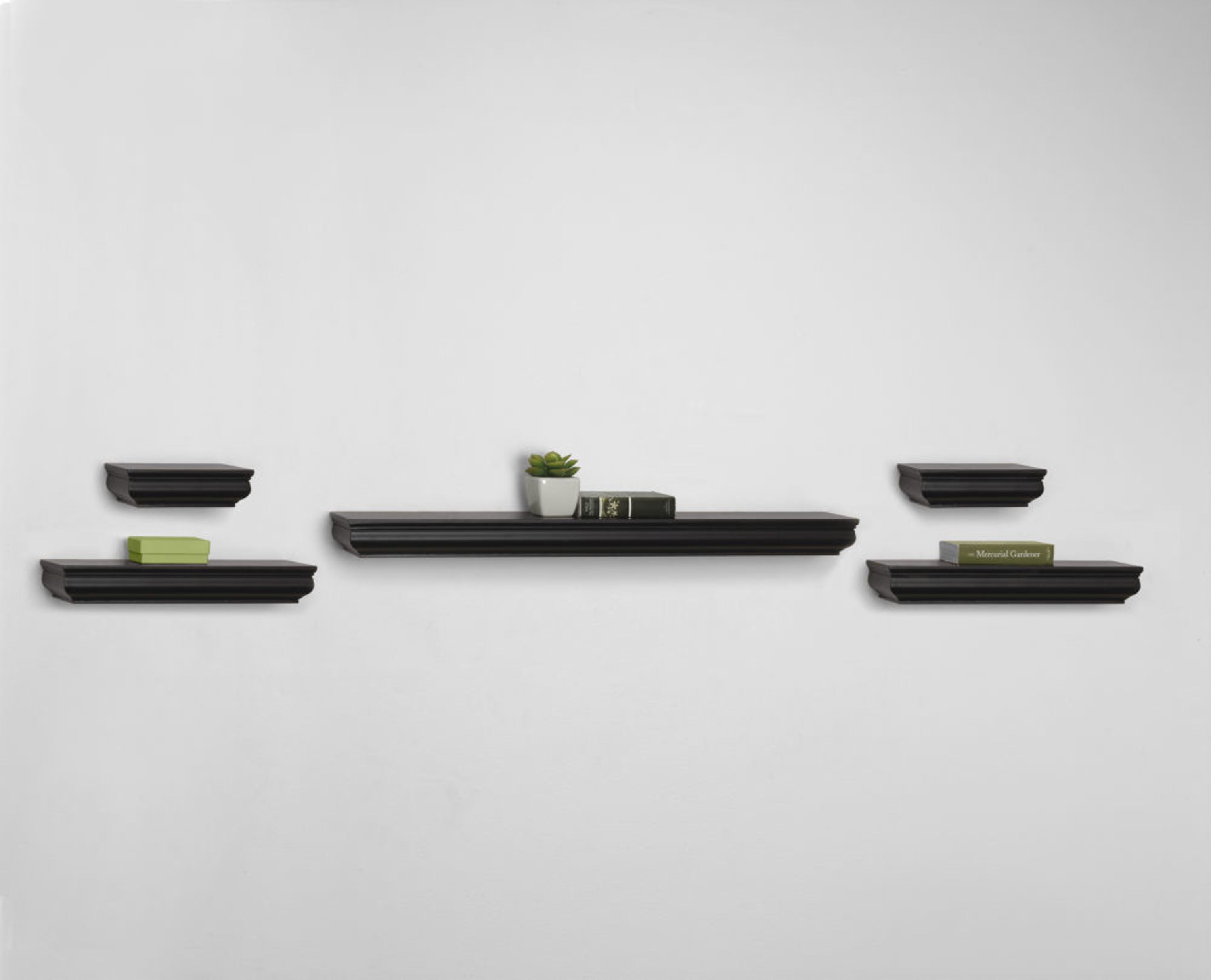 Melannco Floating Molding Shelves Set of 5 Black