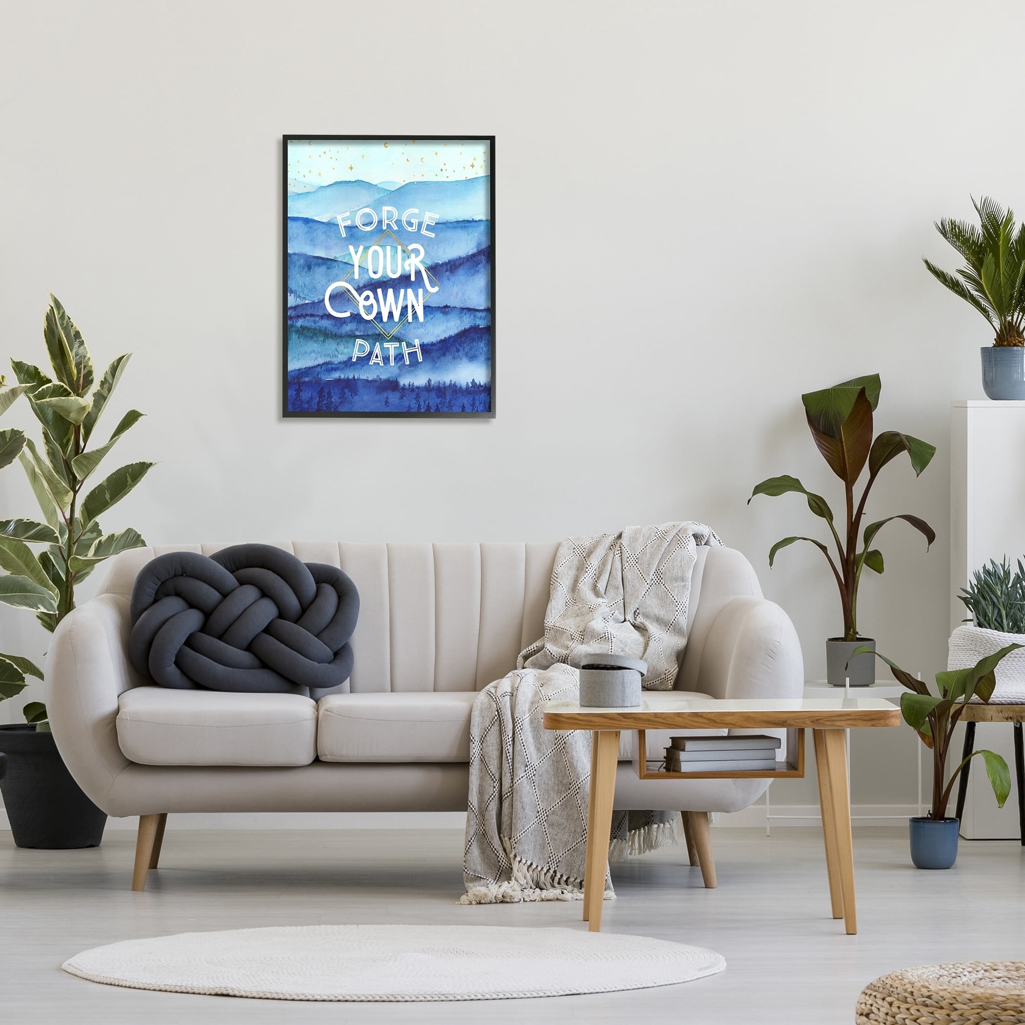 Stupell Industries Forge Your Own Path Layered Mountain Peaks Graphic Art Black Framed Art Print Wall Art, Design by Arrolynn Weiderhold