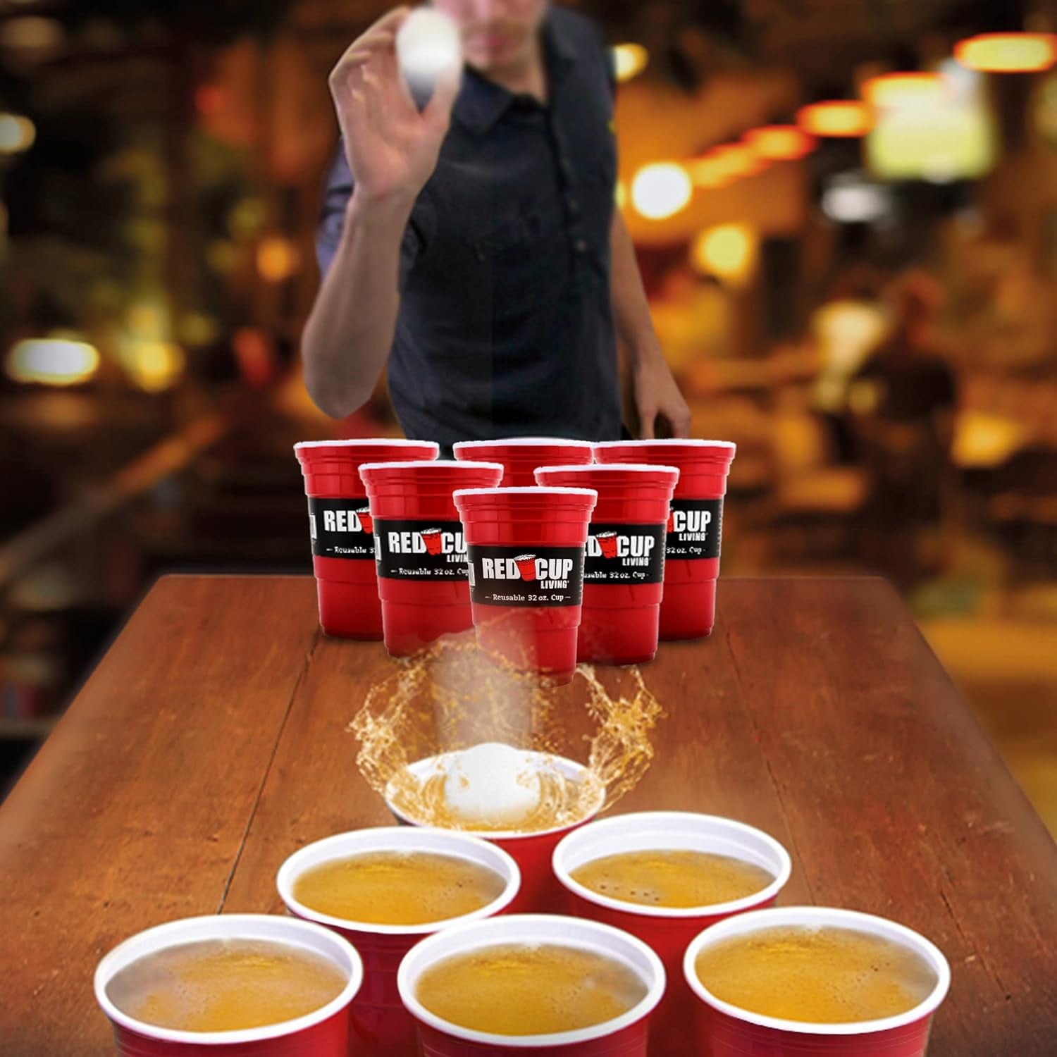 Red Cup Living Reusable Red Plastic Cups - 24 oz Party Cups With Lid and  Straw - Extra Sturdy Red Beer Pong Cups- BPA Free and Washable - The Ideal