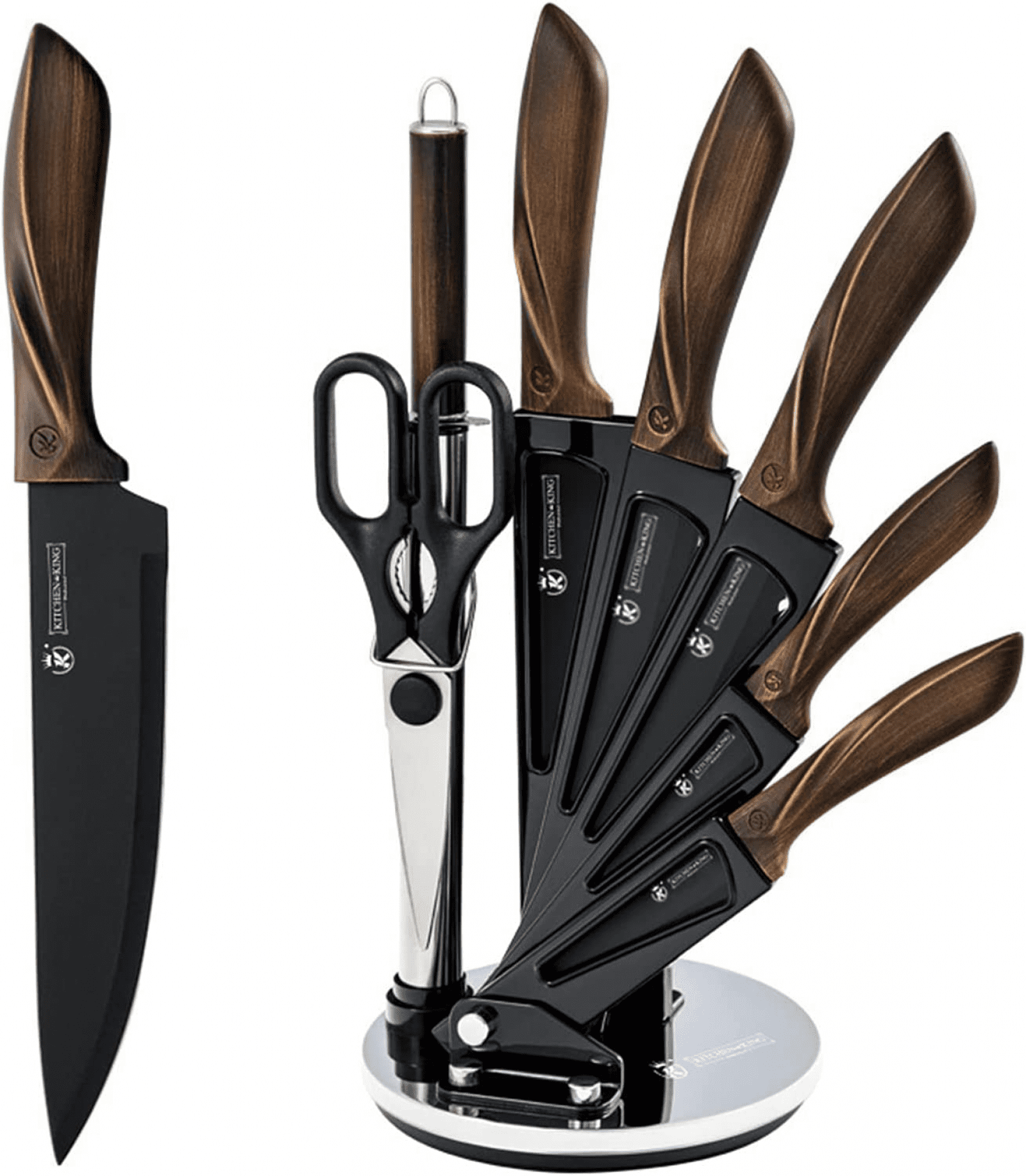 Kitajun Smart Kitchen Knife Set with holder German Stainless Steel 6 Knives  Built-in sharpening rod. block keep cleaning and drying，kitchen smart  gadgets kitchen appliances (Black),36x11x10 (XD6): Buy Online at Best Price  in