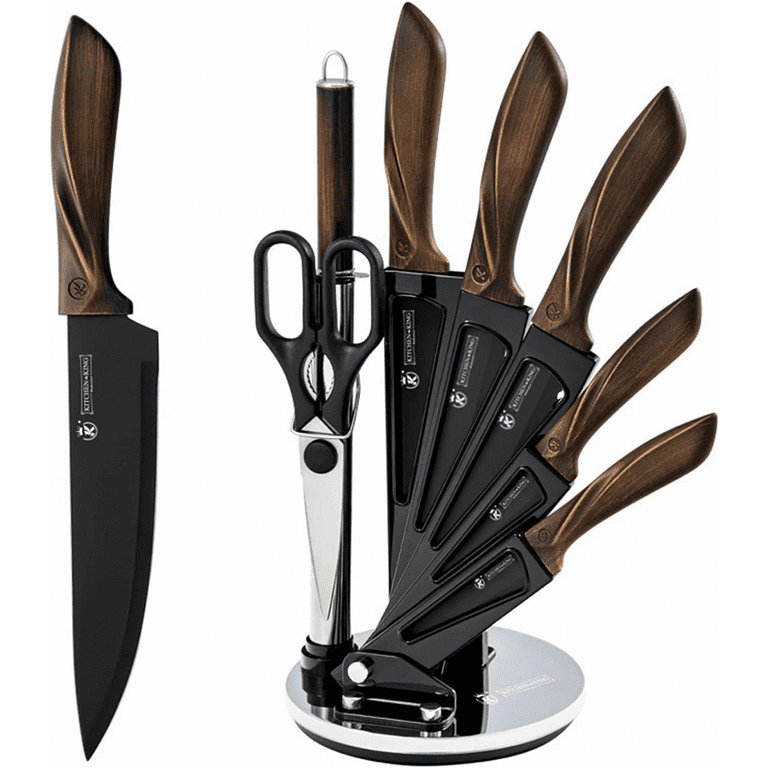 Bfonder 11pcs Kitchen Knife Set Knife Block Set with Sharpener