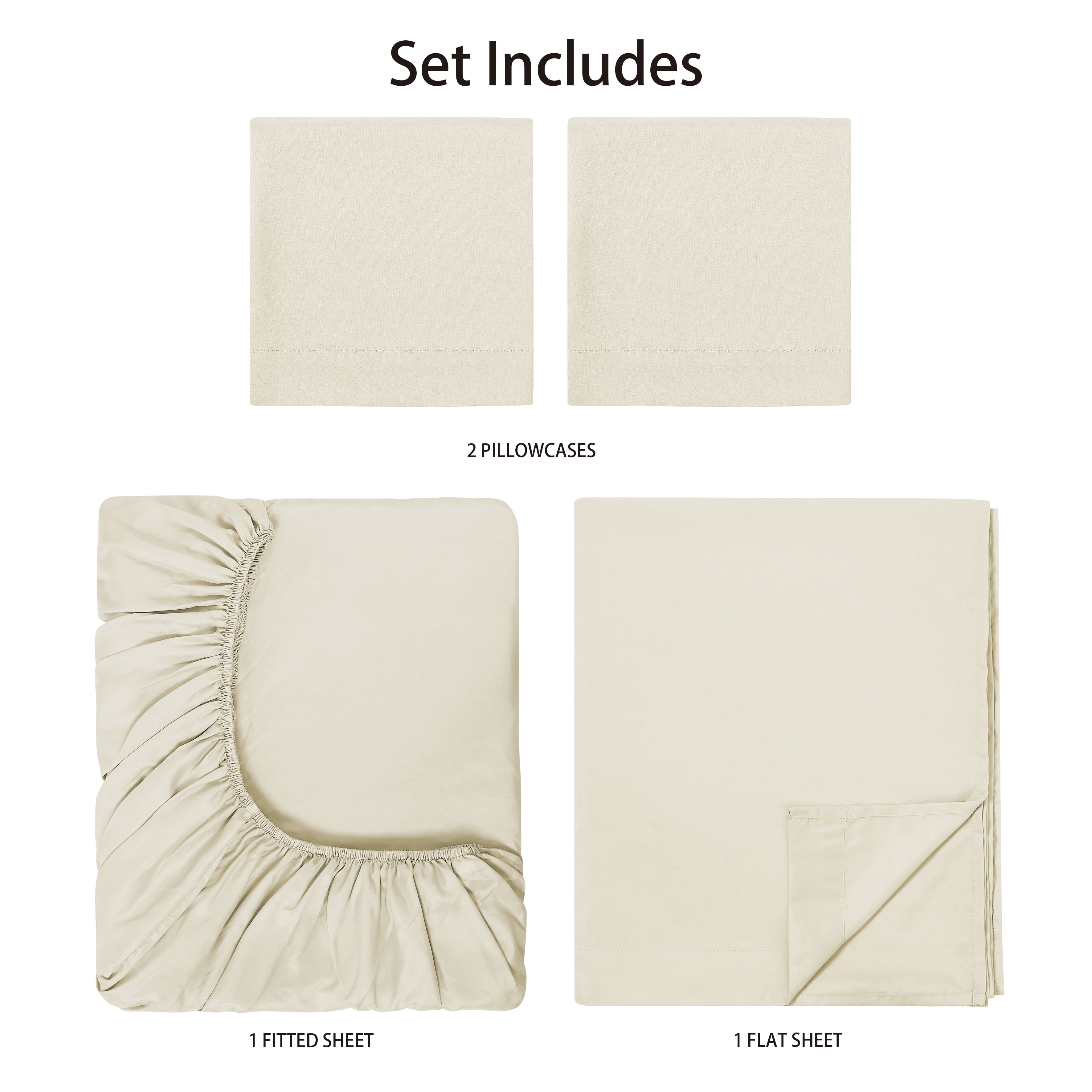 Mainstays Basic Value Microfiber Bed Sheet Set, Fresh Ivory, King, 4 Piece