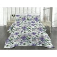thumbnail image 2 of Ambesonne Floral Quilted Coverlet 3 Pcs, Watercolor Blooming Petals, Queen Size, Blue Violet and Laurel Green, 2 of 4