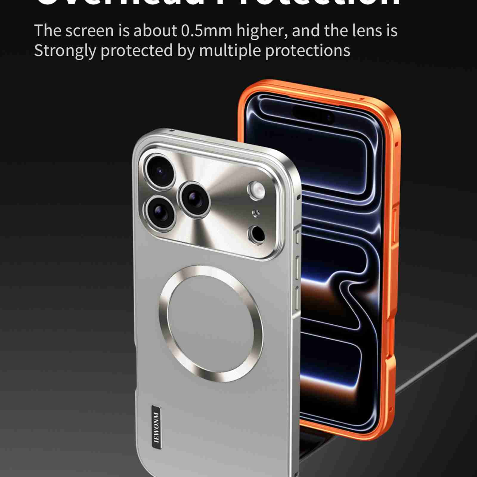 Dteck Magnetic Metal Frame Case for iPhone 17 Pro Max, Luxury Aluminum Alloy Magnetic Adsorption Cover with Built-in Lens Protector Shockproof Hard Back Cover, Titanium