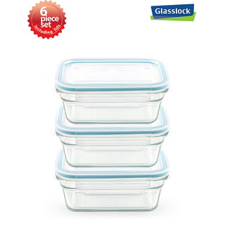 (Set of 3) NEOFLAM Fika Clik Glass Extra Large Food Storage Containers Set  | Microwave, Dishwasher & Oven Safe (88 oz, 2.6L)