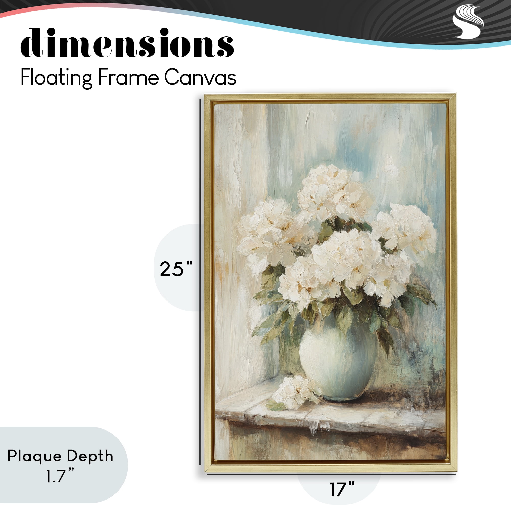 Stupell Industries Mantle Arrangement of Soft Blossoms Gold Framed Floater Canvas Wall Art, design by Petal Prints Design