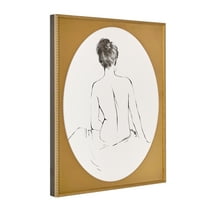 Beautiful Bronze Gold Framed Black Line Sketch Silhouette Wall Art by Drew Barrymore 20" X 16"