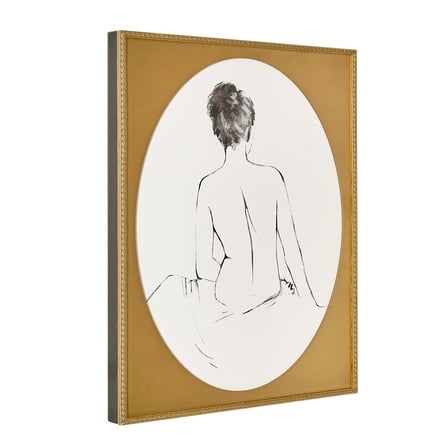 Beautiful Bronze Gold Framed Black Line Sketch Silhouette Wall Art by Drew Barrymore 20" X 16"