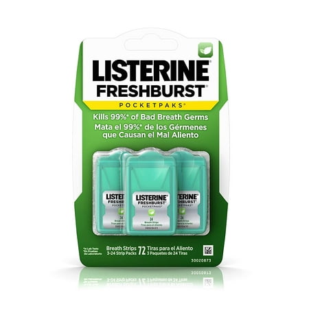 Freshburst Pocketpaks Breath Strips, Kills Bad Breath Germs, Portable Pack, 24-Strip Pack, 3 Pack, 24-strips, 3 pack of Listerine Freshburst.., By