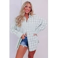 thumbnail image 4 of Women's Green Mix Checked Patchwork Long Sleeve Shirt, 4 of 5