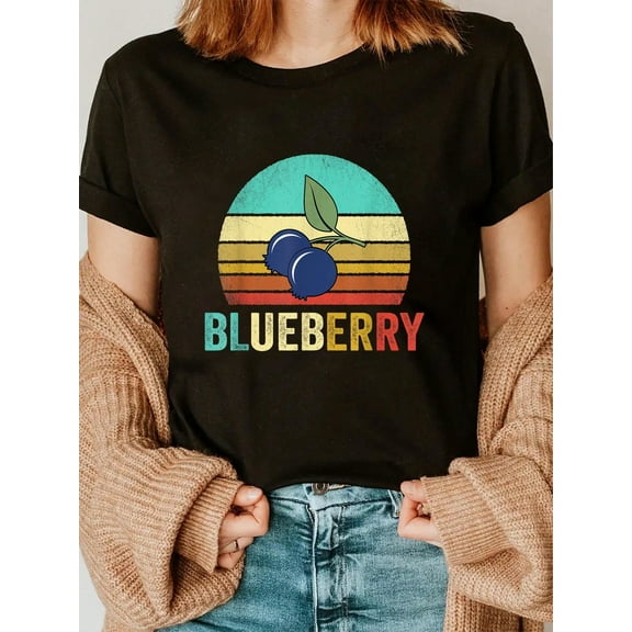 100% Cotton Vintage Blueberry Shirt Sunset T-Shirt