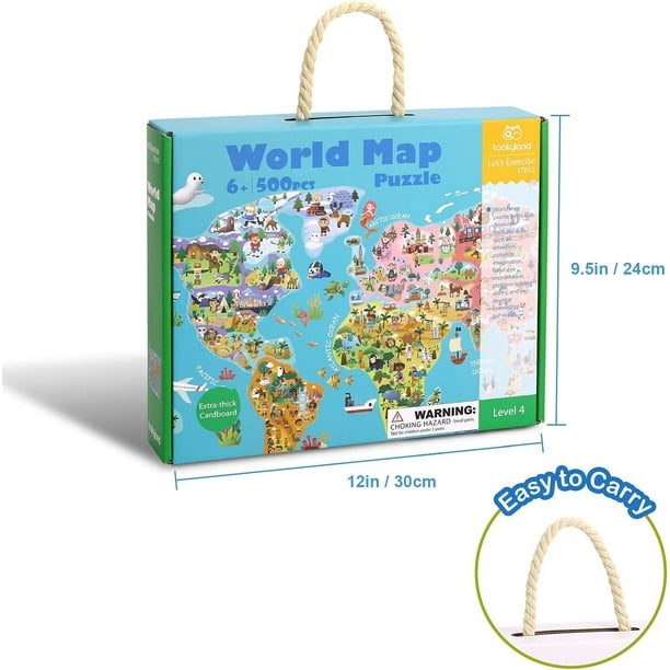 TOOKYLAND Casse-Tête Carte du Monde - Puzzle de 500 Pièces - Jouets pour  Enfants et Idées Cadeaux, 6 Ans + 