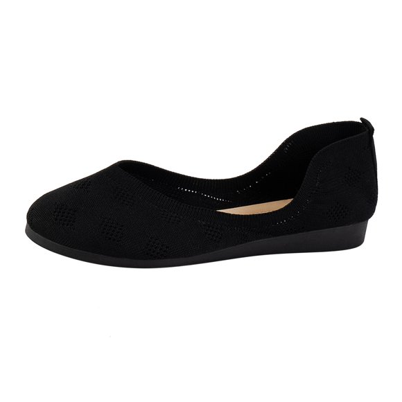 TOWED22 Womens Ballerina Flat Fashion Ankle Elastic Cross Strap Round Toe Comfy Ballet Pumps Dolly Shoes Yoga Dance Shoes(Black,7)