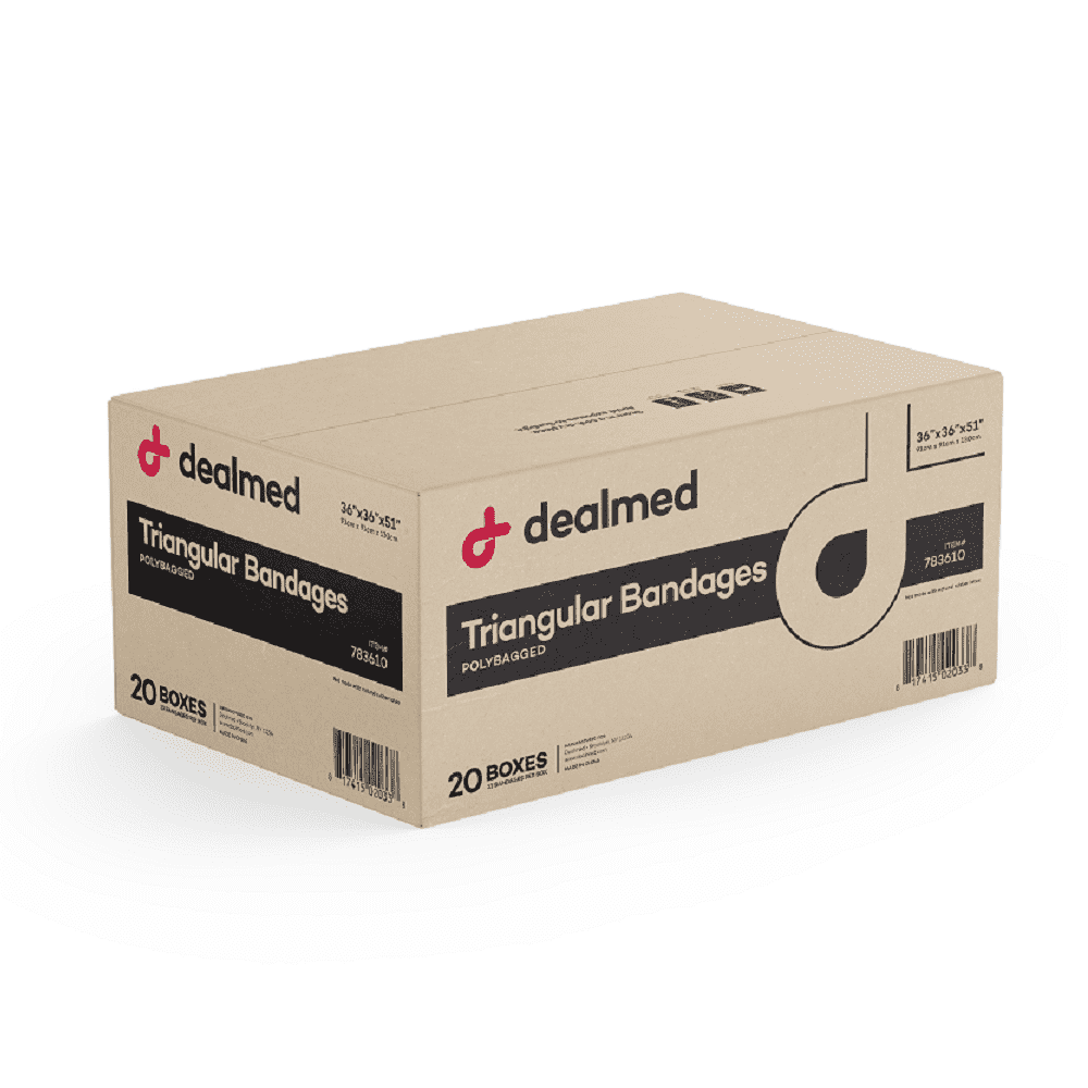 Dealmed Latex-Free Triangular Bandages with 2 Safety Pins, 36" x 36" x 51", 12 Count (Case of 12)