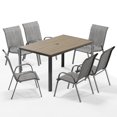 thumbnail image 3 of ELPOSUN 7-Piece Outdoor Patio Dining Set ,Plastic-Wood Table & Textilene Chairs Set, Outdoor Furniture Dining Table Set, Garden Porch Backyard,Brown desktop，Light gray, 3 of 6