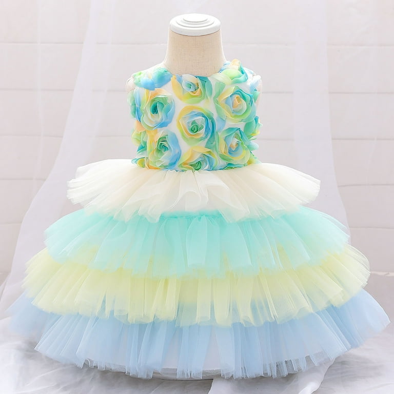 skpabo Toddler Baby Girl Embroidered Tutu Ball Gown Lace Dresses with  Headwear 