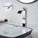 thumbnail image 2 of Grifo mezclador de lavabo de latón macizo con acabado en cromo pulido, grifo de cascada de acero inoxidable con temperatura ajustable para lavabo de baño, 2 of 5