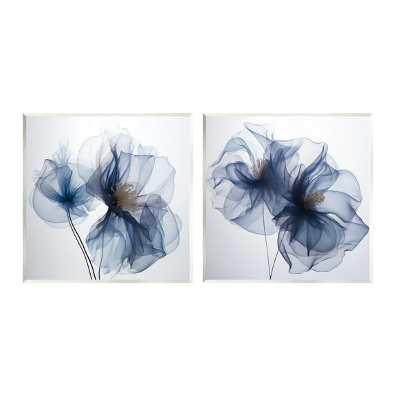Stupell Industries Blue Modern Flowers Botanical & Floral Photography Unframed Art Print Wall Art, 12 x 12