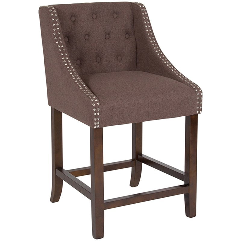 Flash Furniture Carmel Series 24" High Transitional Tufted Walnut