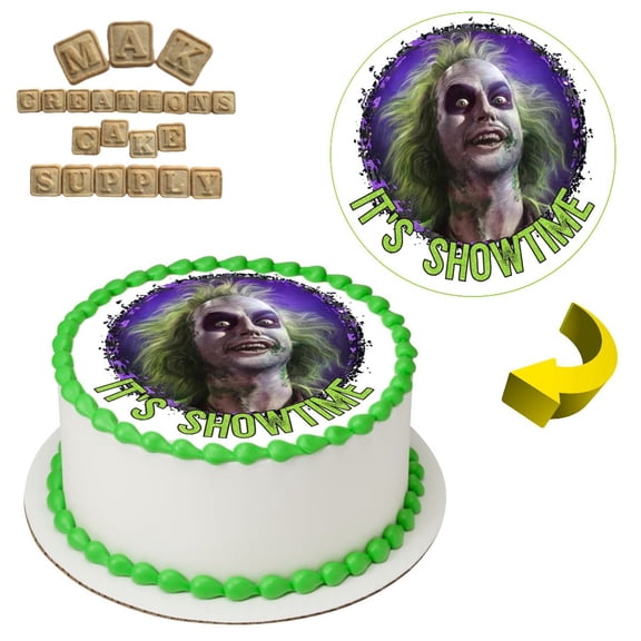 Beetlejuice It's SHOWTIME! Edible Cake Topper ~ Can be used on 8", 9" or 10" Cakes