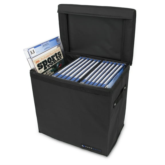 CASEMATIX Graded Magazine Storage Case for 25 CGC Slabs, Collapsible XL Comic Bin w/ Dividers
