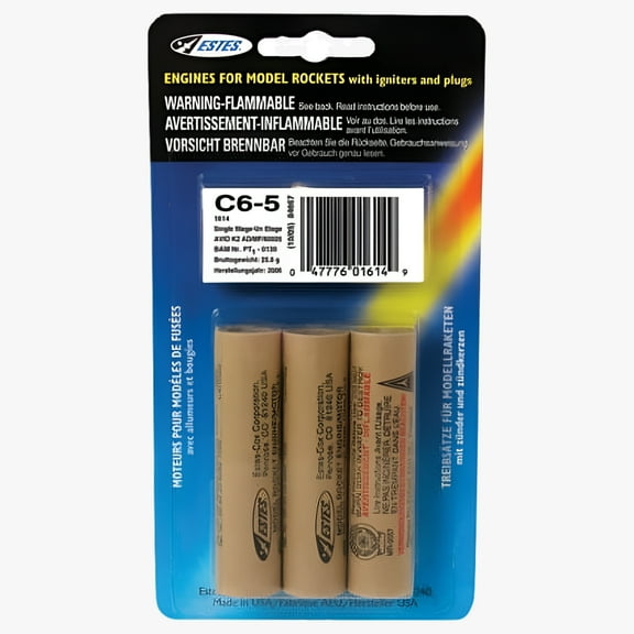 Estes C6-5 Engine Pack - Includes 3 Model Rocket Engines with Starters and Plugs (1614)