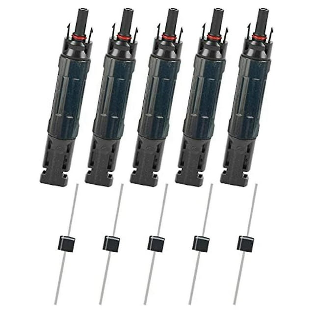 5 Pcs Pv Solar Panel Connector Male/female 15a Built-in Diode Inline Fuse Solar Wire Connectors Wat