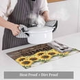 thumbnail image 4 of Summer Vintage Sunflowers Brown Wood Placemats Set of 6,Wipeable Washable Table Mats for Dining Tables, Vintage Rural Floral Art Place Mats for Kitchen Event Party Tabletop Decor, 4 of 9
