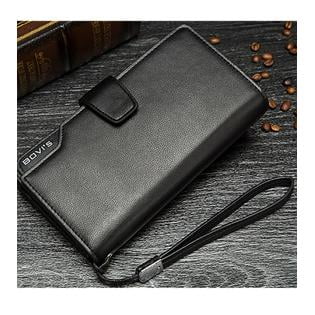 Men's 3 folds High Quality Large Section Wallet Black