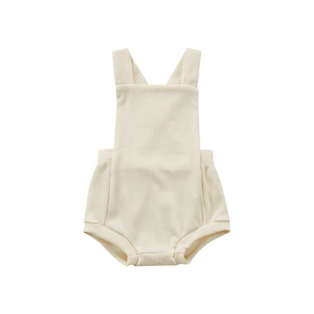 

Franhais Baby Boys Sleeveless Romper Cute Solid Color Backless Strap Bodysuit One Piece Outfit