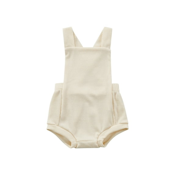 Qmyliery Baby Sleeveless Romper, Cute Solid Color Backless Strap Bodysuit Casual