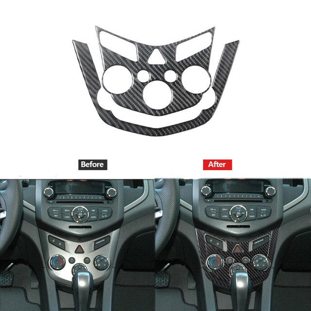 2Pcs Carbon Fiber Climate Control Panel Cover Trim for Chevrolet Sonic 2012-2016